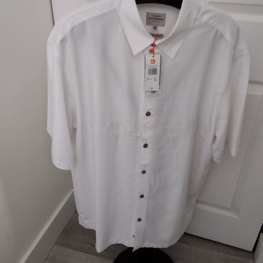 Quiksilver Waterman Men’s XXL Tahiti Palms Button-Up Shirt White NWT - Picture 4 of 14